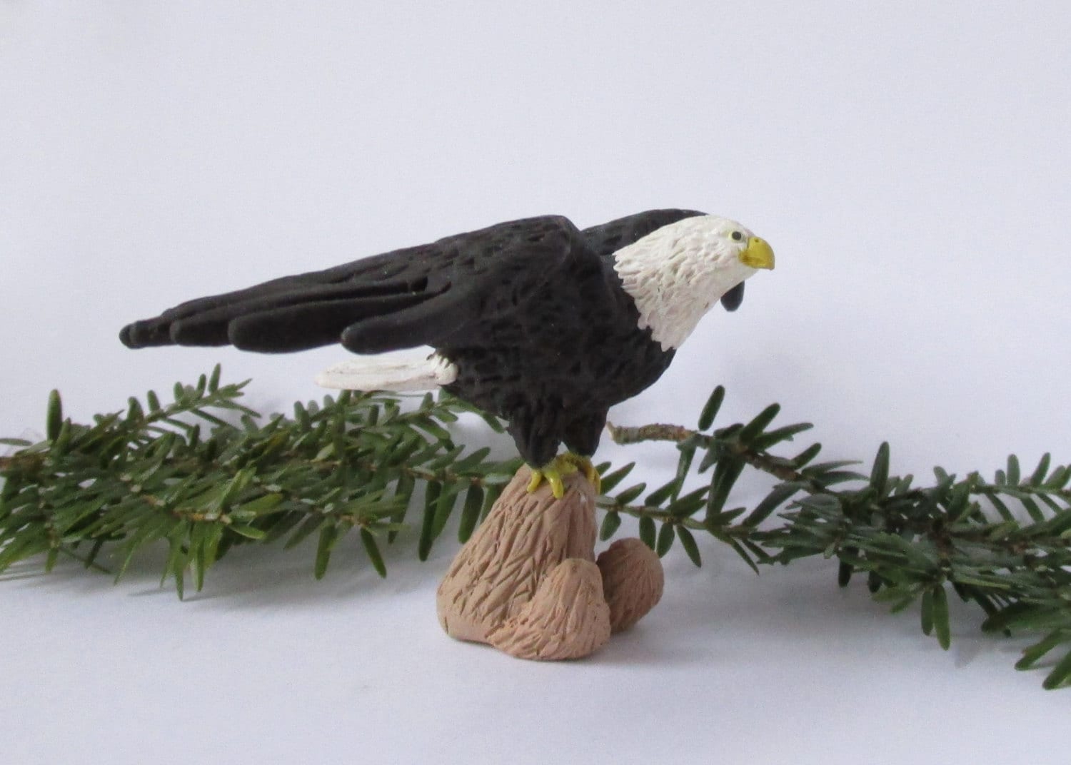 Polymer Clay Bald Eagle Miniature Sculpture Realistic