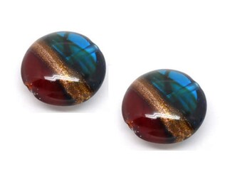 Set of 4 colorful 20 mm x 10 mm lampwork beads