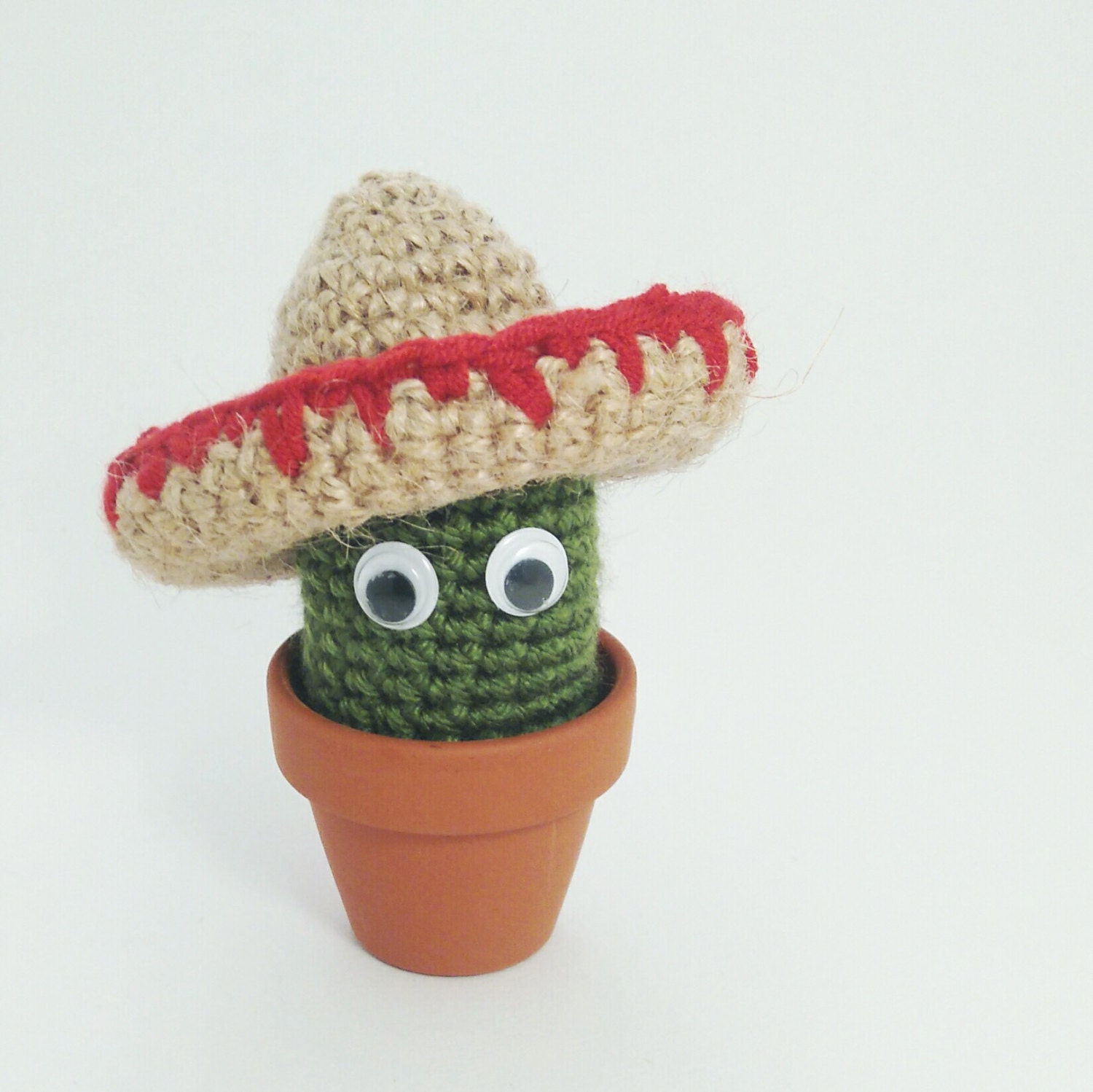 Ganchillo Mini cactus con sombrero/sombrero