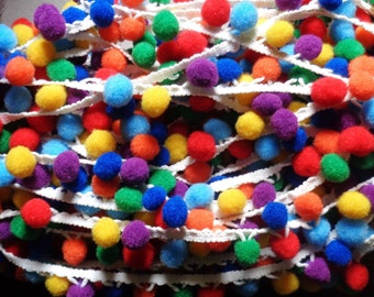 Rainbow Pom Pom Ball fringe Trim price per yard