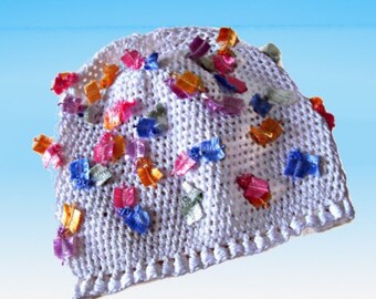 Knitted cotton hat for baby Knit hat for girl Baby cotton White babis clothes Baby accessory Baby hats for girls Children cotton hat
