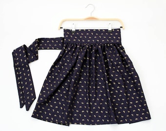 Blue and gold half apron, blue and gold flower apron, women's half apron, half aprons for women, apron for women, aprons, kitchen linens