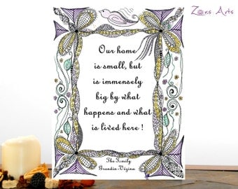 Text print zen, 8 x 10 ou 8-5 x 11 po, OISEAU SUR CADRE, English or French, Art bird print, Zen illustration with inspiring quote,