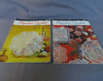 Crochet Patterns, Popular Crochet, Lily Design Book 204 and 203, 1961 Doilies, Edgings, Centerpieces, Sets