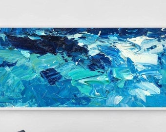 96" Extra Large Painting on Canvas Ocean Painting Abstract Art Extra Large Art Sea Painting Art for Living Room Decor Blue Art Painting Wave