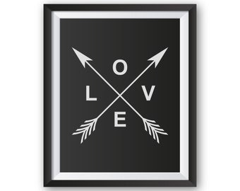 Love Wall Print, Arrow Wall Decor, Printable Wall Art, Love Wall Art, Love Art Printable, Printable Love, Printable Arrows, Love Prints
