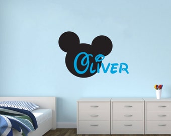Personalized Name With Mickey Mouse Nursery Baby room wall decal kids children available in 5 different sizes and 30 different colors 012