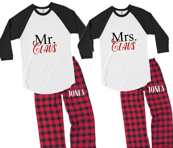 Mr and Mrs Claus Matching Christmas Pajamas by GirlCrushClothingCo