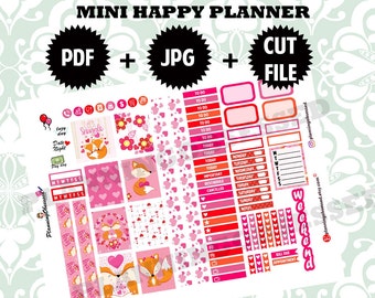 SALE 25% OFF/ Foxy Love MINI Happy Planner stickers / Valentines day mini happy planner printable stickers/planner stickers