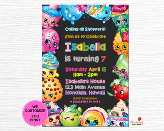 Shopkins Birthday Invitation, Shopkins Invitation, Shopkins Printables, Personalize Invitation