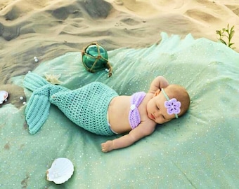 Crocheted Mermaid Tail Newborn Mermaid Outfit Baby Photo Prop Baby Mermaid Photo Prop