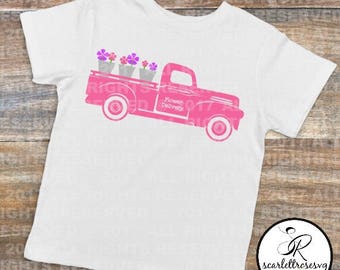 Pink Flower Truck Vintage Spring Toddler Shirt Kids Pink Flower Truck Vintage Spring Toddler Shirt Kids