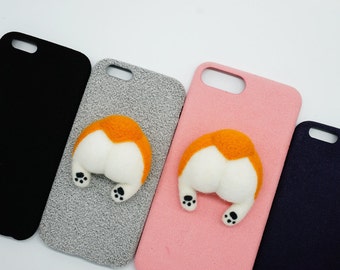 Needle felted corgi phone case, wool felt corgi ass corgi butt phone cover, 3D dog ass, corgi lover corgi gift for iPhone 6/7 Samsung LG