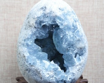 Natural Blue Celestite Geode/Pure Natural Celestite / Blue Crystal Geode decoration-118*91*76mm 1524g