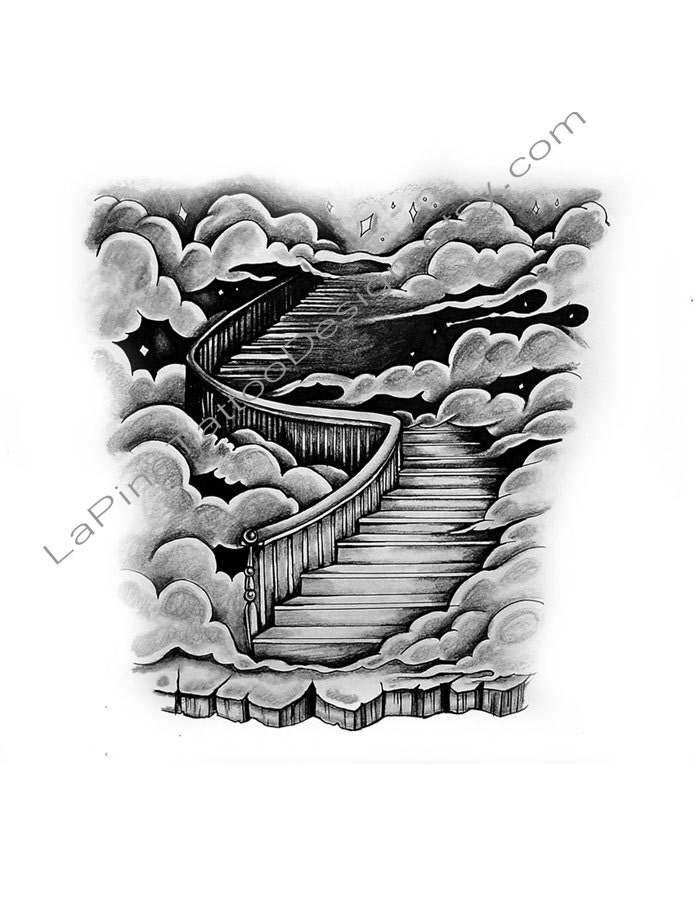 Stairway to Heaven/Clouds Tattoo Design