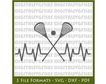 Heartbeat Lacrosse SVG File, Lacrosse SVG for Cutting Machine, Lacrosse file svg dxf pdf LacrosseVector Art LAX svg