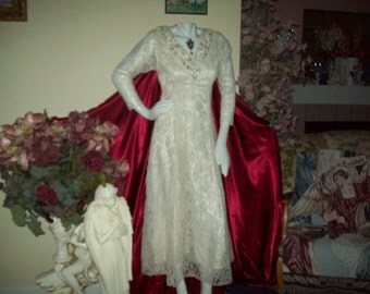 Victorian Lace Dress by "Midnight Glo", Made in USA, Woman's size 6