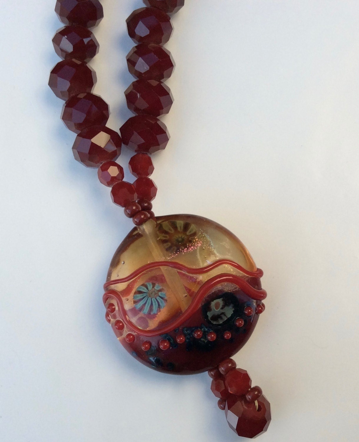 lampwork pendant necklace EXTRA 15 OFF faceted