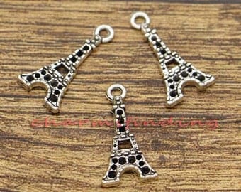 30pcs Eiffel Tower Charms France Charms Antique Silver Tone 21x11mm cf0760