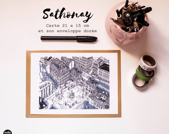 Grande carte postale "Sathonay ", Big Postcard "Sathonay", Carte de voeux, greeting card