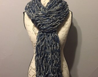 Arm Knit Fringe Scarf, Long fringe scarf, Women's scarf, Boho scarf, Shawl scarf