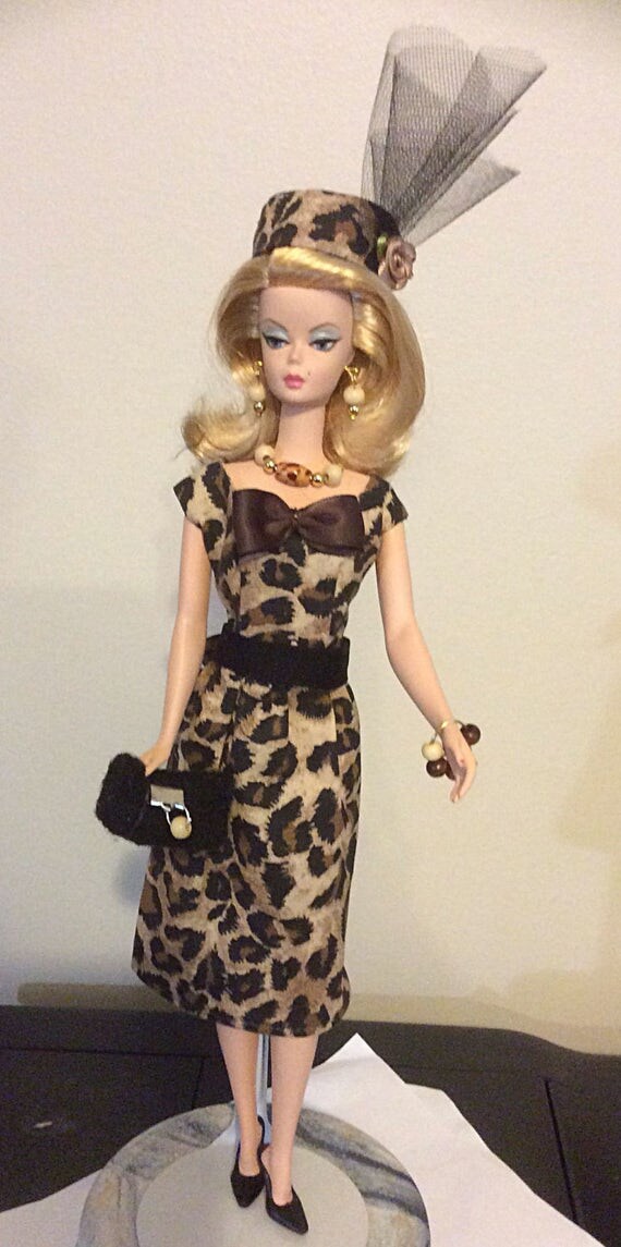 Barbie Silkstone Handmade leopard dress 7 Piece Set including