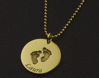 Personalized Name Pendant, Engraved Necklace, Circle Necklace Gold, Personalized Name Plate, Gift For Baby, Grandchild Jewelry, Name Plate