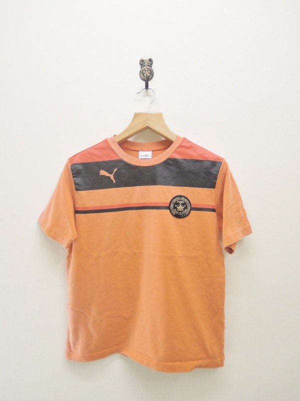 Vintage Puma T-Shirt Active Sport Street Wear Top Tee Orange