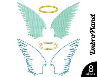 Angel Wings - Design for Embroidery Machine Digital Graphic Filled Stitch Instant Download Commercial Use angel heaven eden wing file 218e