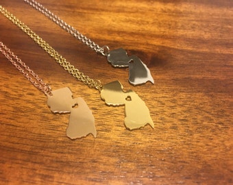 New Jersey Necklace - New Jersey Pendant - New Jersey Charm - New Jersey Jewelry - New Jersey Outline - New Jersey