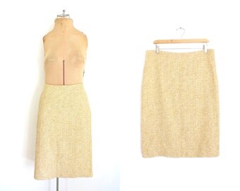 Gold pencil skirt | Etsy
