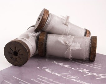 Hand Dyed Ribbon ~ Silk Ribbon ~ Bouquet Ribbon ~ Bridal Ribbon ~ Photography Props ~ Gift Wrap Ribbon ~ Invitation Ribbon ~ Gray ~ Smoke