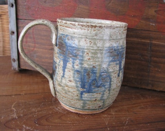 Green Runny Ash Mug- Handmade Pottery Mug, 10-12 oz Great for coffee or tea -WORKBYDAN