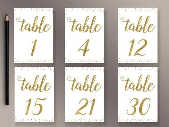 wedding table numbers 1 30 printable gold confetti table