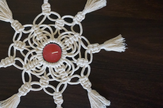 Macrame Table Centerpiece with a Tea Light Holder for Boho Home Decor and Wedding Decor, Housewarming and Wedding Gift, Boho Style Decor