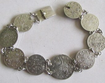 Rare Antique Ottoman/Turkey Silver Handmade Ladies Bracelet with coins