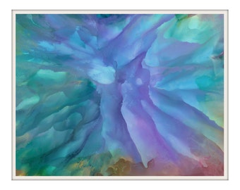 PASSION, Metallic Print,Abstract Art, Purples, Teals, Watercolors, Alcohol Inks, Paintings, Fine Art, Home Art,Office Art,Conversation Piece