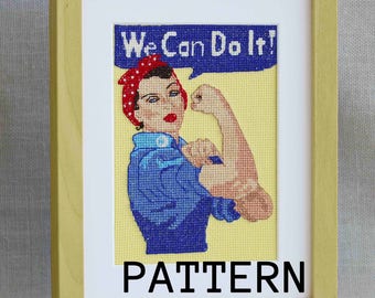 Rosie the Riveter - Cross stitch pattern - We Can Do It!