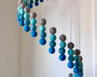 Boy Nursery Mobile - Baby Crib Mobile - Felt Baby Mobile - Cot Mobile - Nursery Decor - Spiral Pattern