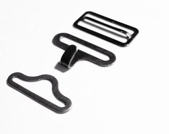 Bow Tie Hardware 12 Sets Adjustable Bow Tie Necktie Clips Hardware Hook Eye Slide 3/4 Inch Black Only