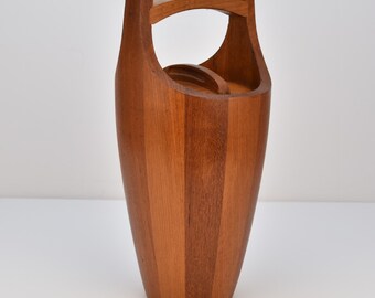 Vintage Dansk Designs Jens Quistgaard 15 1/2" Staved Teak Ice Bucket Denmark c1950-60s