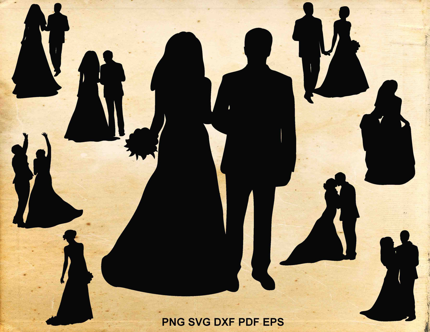 Download Wedding svg files Bride clipart Married couple silhouette