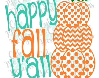 SVG DXF PNG cut file cricut silhouette cameo scrap booking Happy Fall Y'all Stacked Pumpkins