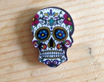 Pack of 4 Handmade Planar Resin Skull Fridge Magnets