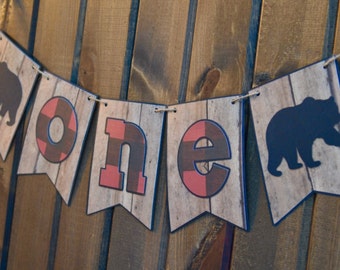 Lumberjack Birthday - Lumberjack First Birthday - Lumberjack Banner - One Highchair Banner - Highchair Banner - One Birthday Banner