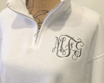 SHIPS Quickly! Monogrammed quarter-zip sweatshirts! Lots of great monogram styles to select from!! makes a great gift!!!