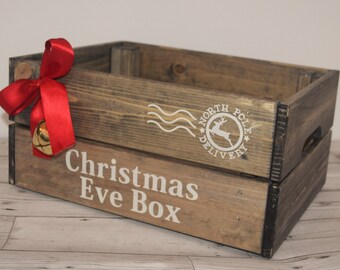 Rustic Christmas Eve Box / wood crate / Christmas gift box