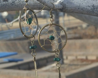 Dream Catcher Necklace and Earring set Malachite