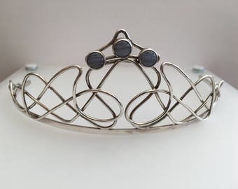 Sterling Silver tiara with lace agate