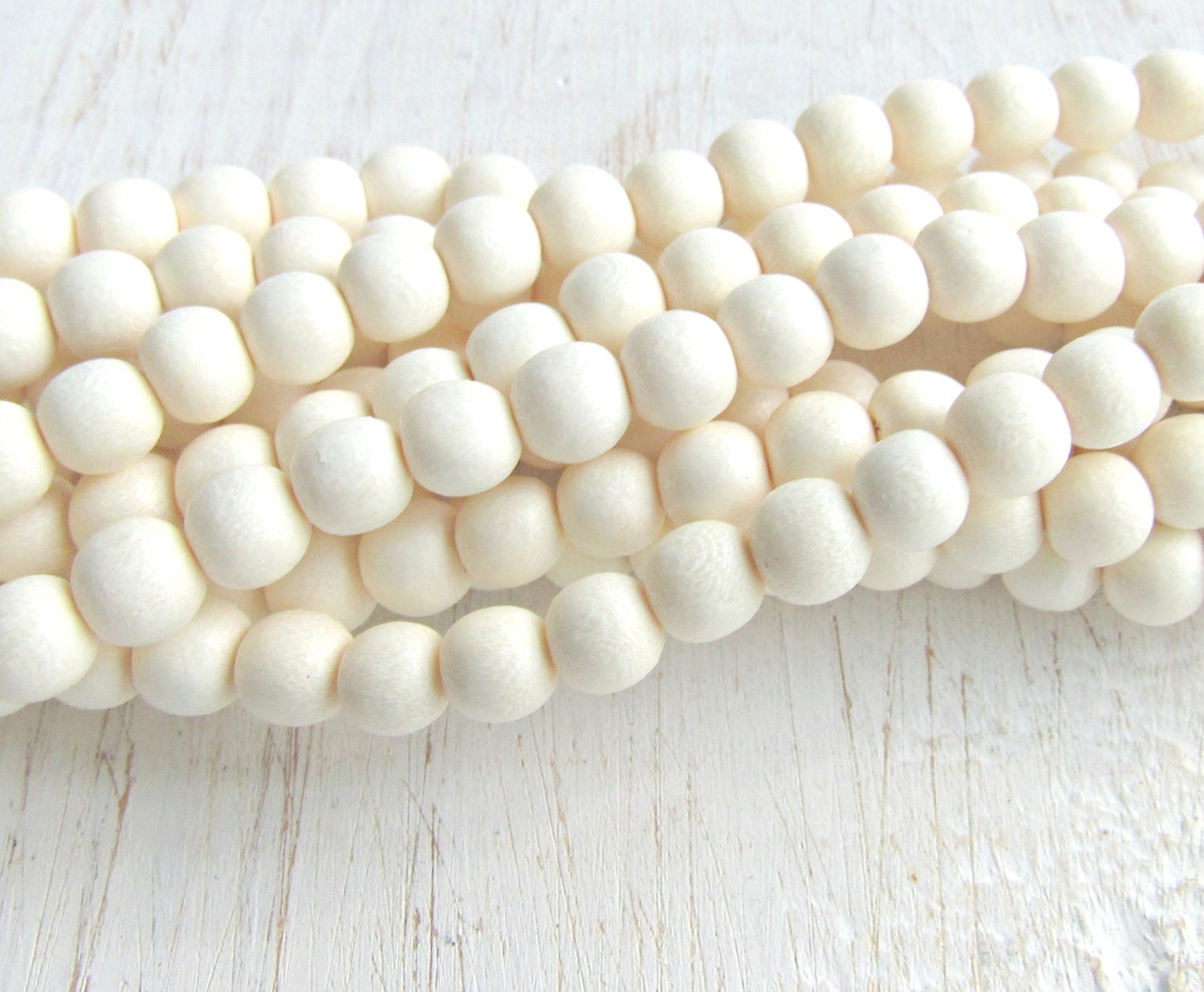 Natural white wood 6mm wood beads ivory wood white beads